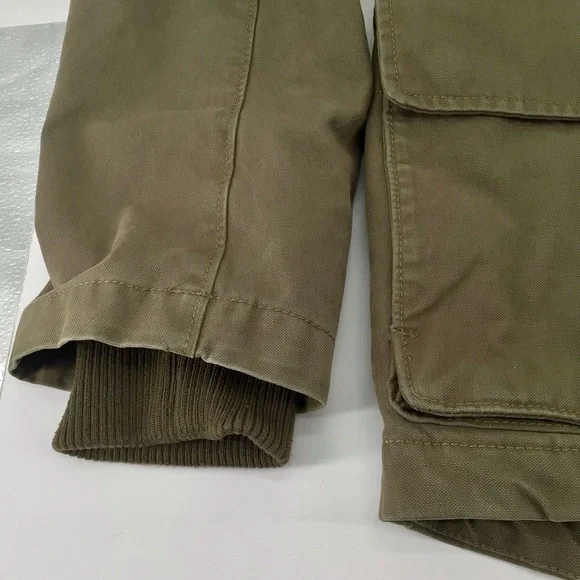 GAP Military Utility Green Quilted Sherpa Lined Jacket with Hood Size Small